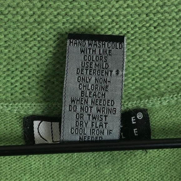 VTG CAROLE LITTLE Angora Lambs Wool Blend Shawl Collar Knit Sweater Sz M Green - Picture 5 of 8